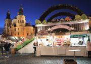 Observation Bridge at Prague Easter Market at Old Town Square