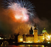 New Year's Eve by the river in Prague
